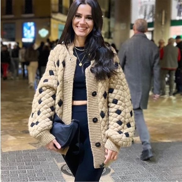 Bloggers Favorite- ZARA NEW WOMAN QUILTED KNIT JACKET CARDIGAN CAMEL 580… - Picture 10 of 12